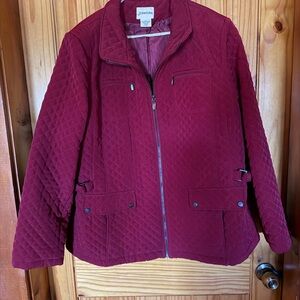 St. John's Bay Quilted Zip Jacket - Deep Wine
